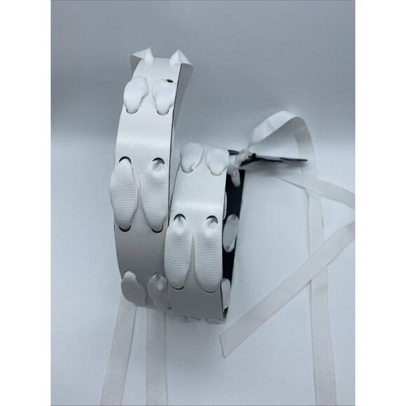 Unbranded Accessories - Unbranded White Faux Leather White Ribbon Belt Women's Size L
